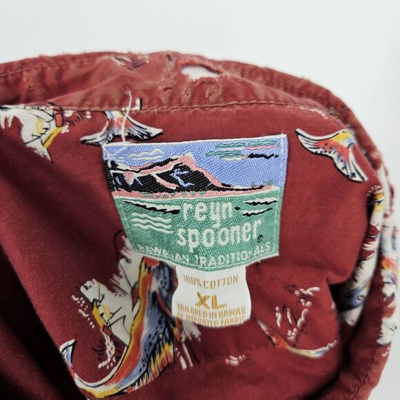 Vintage Reyn Spooner Shirt Mens XL‎ Hawaiian Short Sleeve Marlines AOP Trashed - Picture 13 of 14